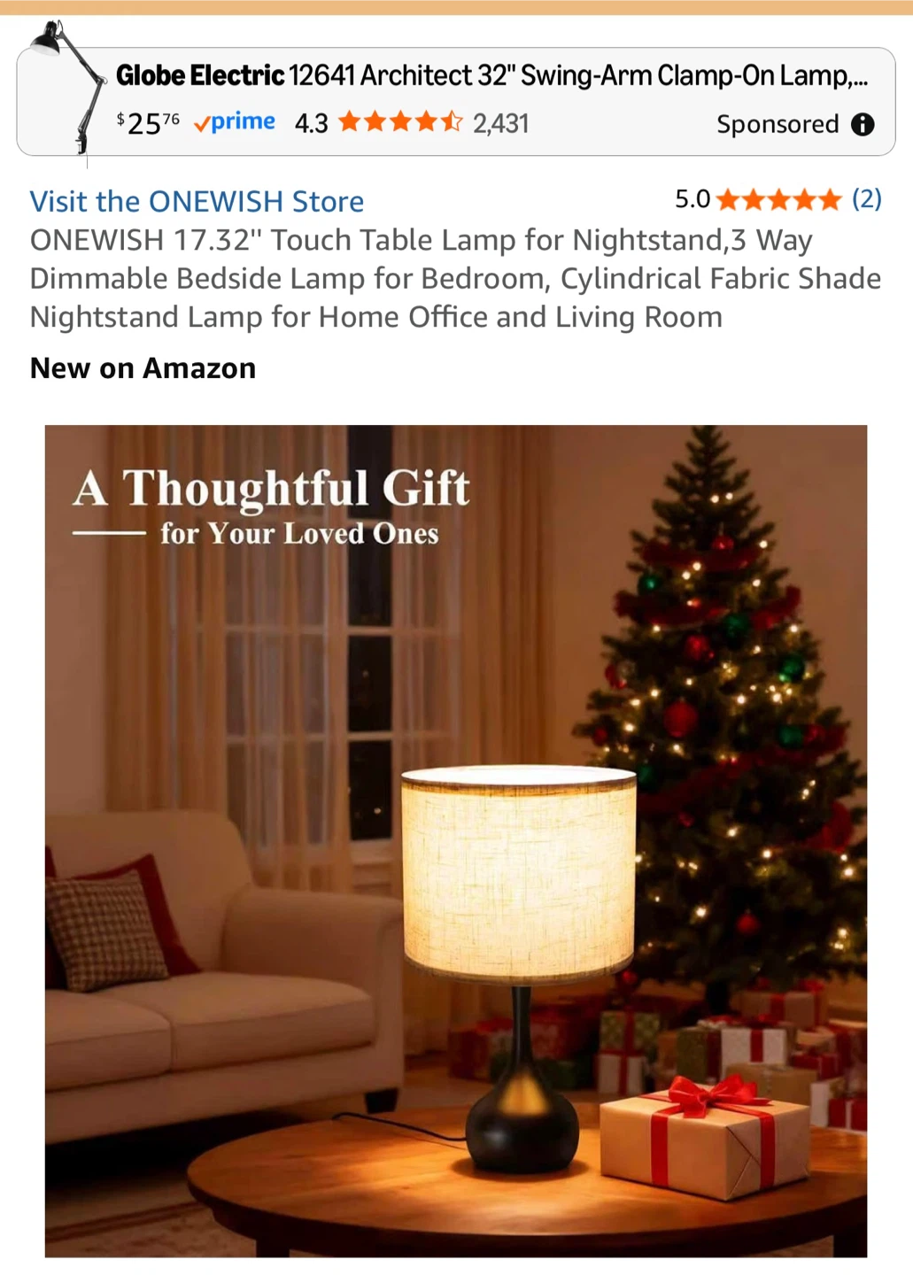 ONEWISH 3-Way Dimmable Touch Table Lamp - photo 4