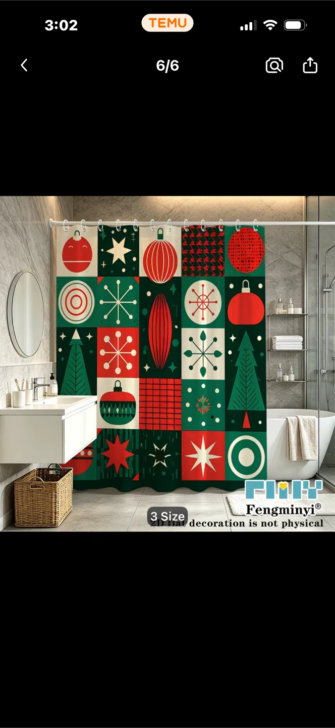 New Stock Fengminyi Christmas Mid Century Modern Shower Curtain