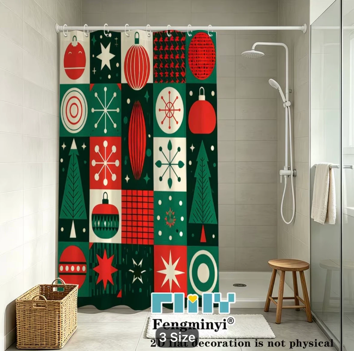 New Stock Fengminyi Christmas Mid Century Modern Shower Curtain - photo 3