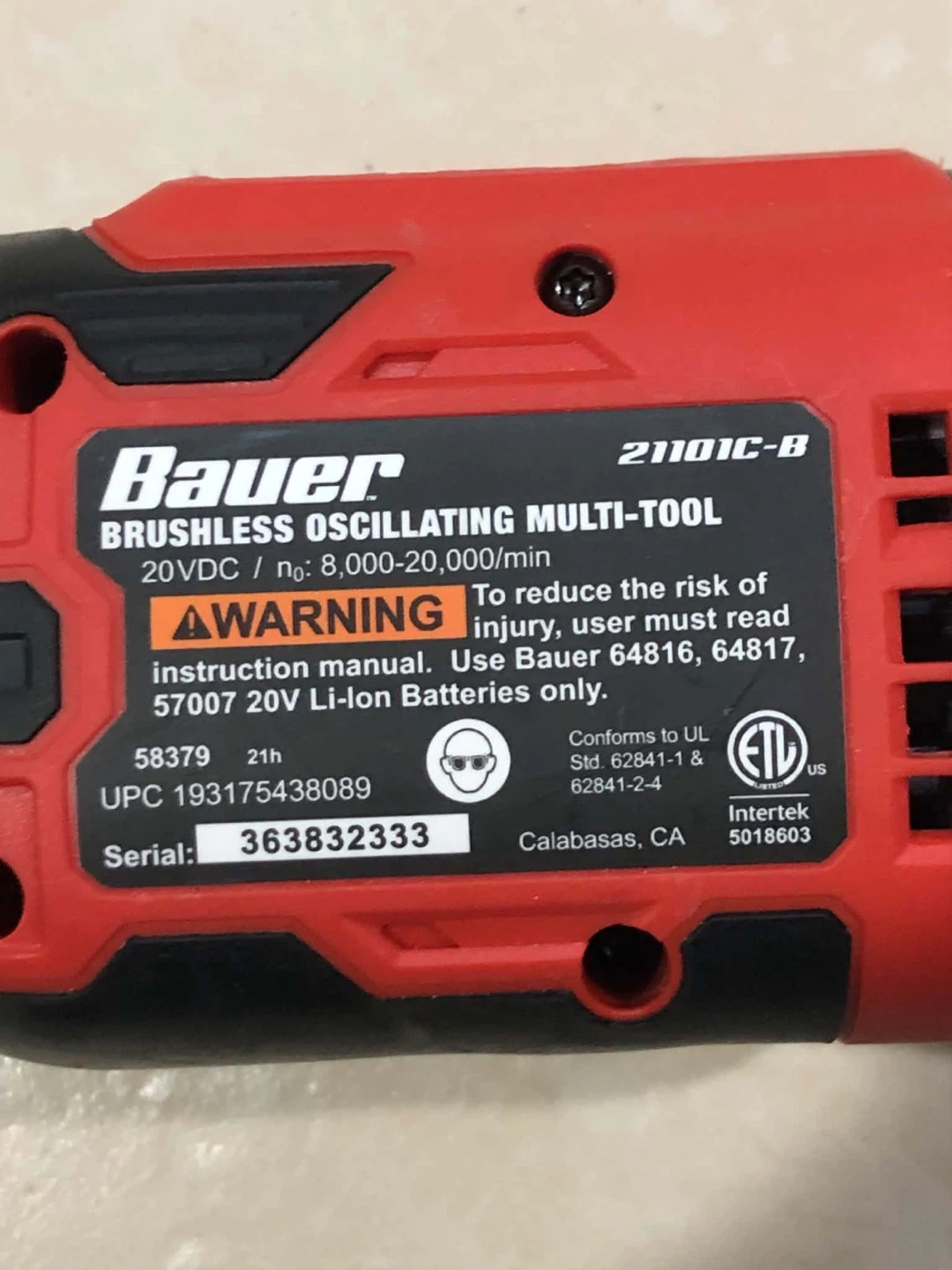 Bauer 20V Brushless Oscillating Multi-Tool - photo 3