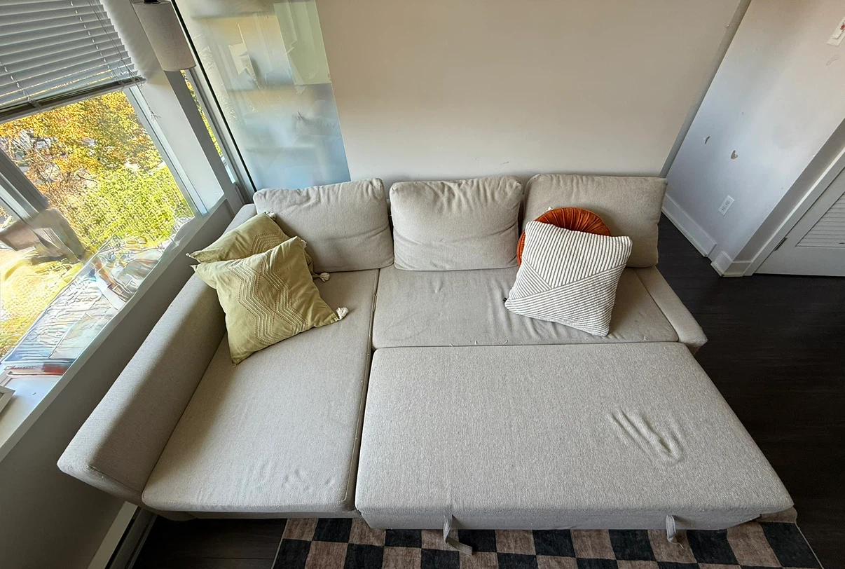 Beige Sectional Sofa with Pull-Out Bed