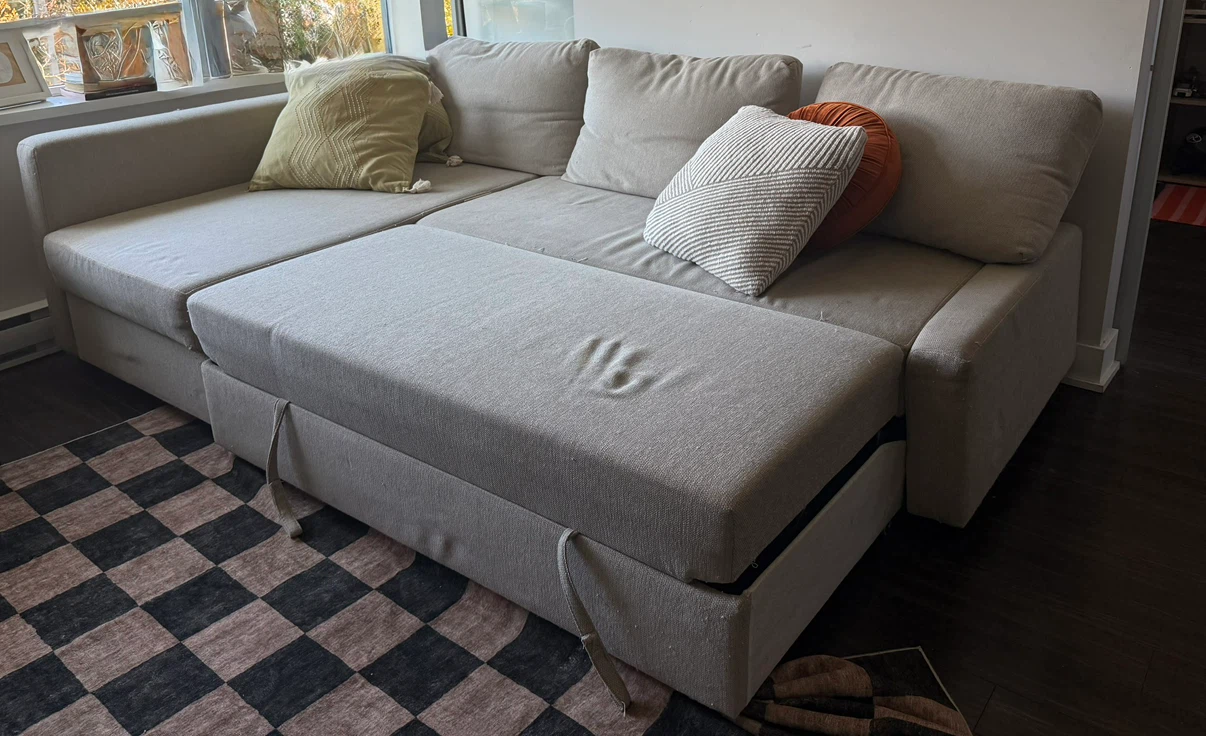 Beige Sectional Sofa with Pull-Out Bed - photo 2