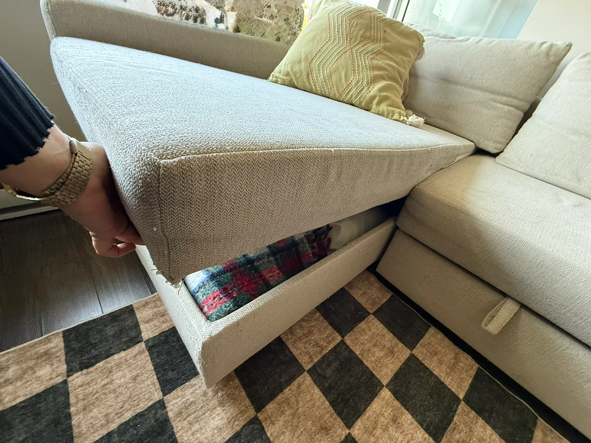 Beige Sectional Sofa with Pull-Out Bed - photo 4