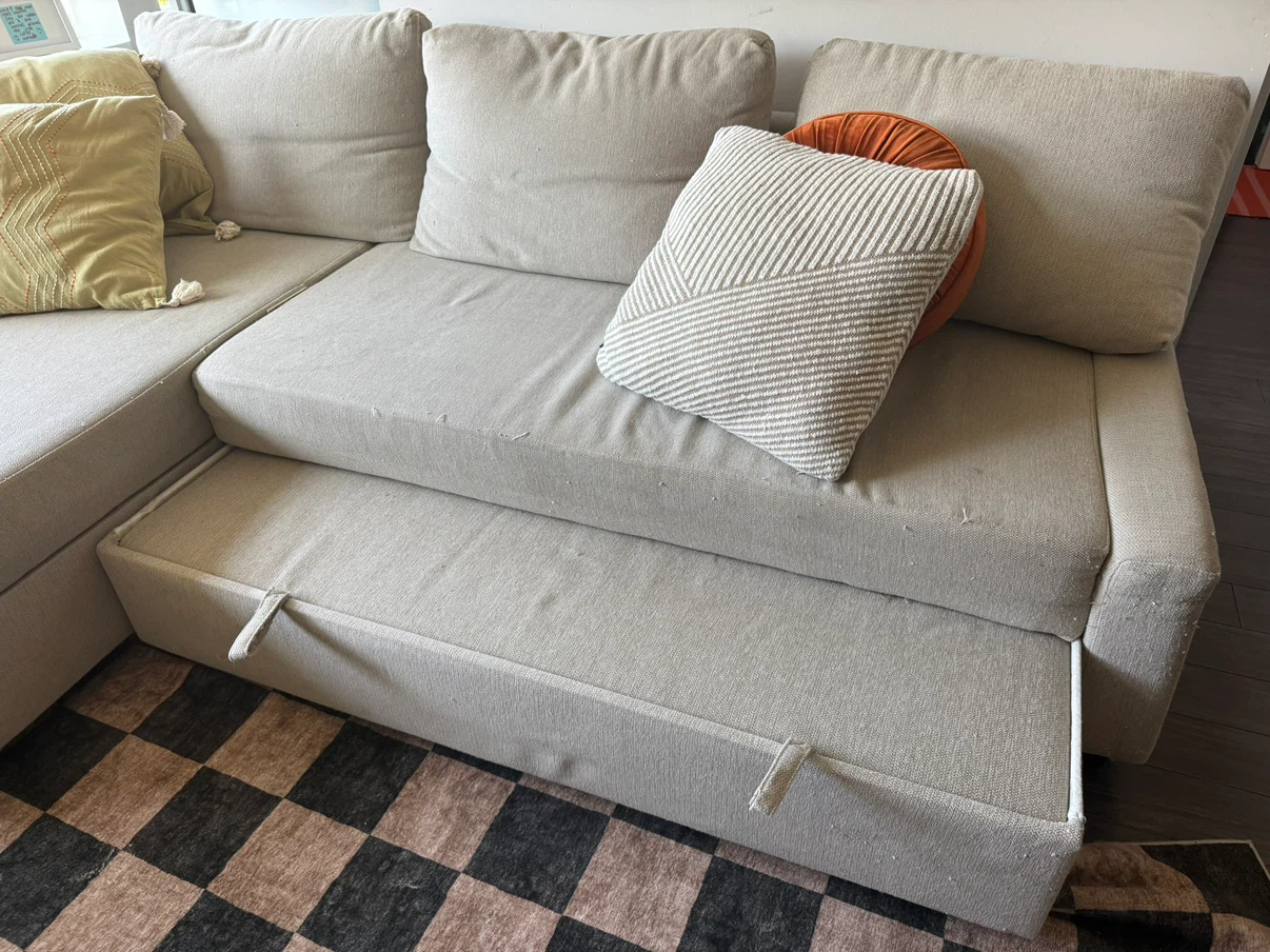 Beige Sectional Sofa with Pull-Out Bed - photo 5