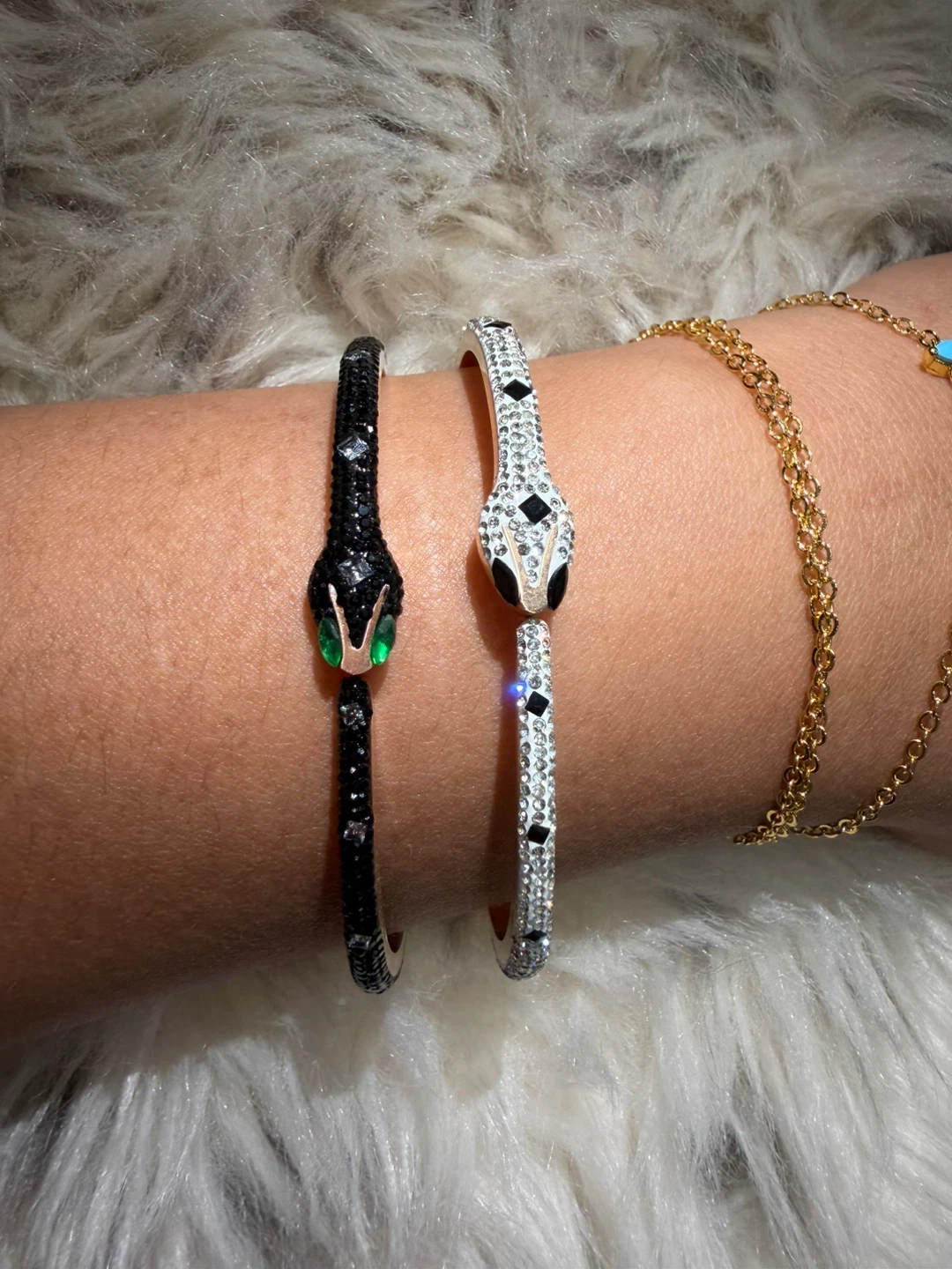 Two Snake Design Hinged Bracelets