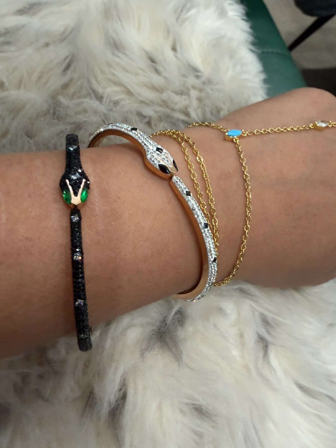 Two Snake Design Hinged Bracelets - photo 4