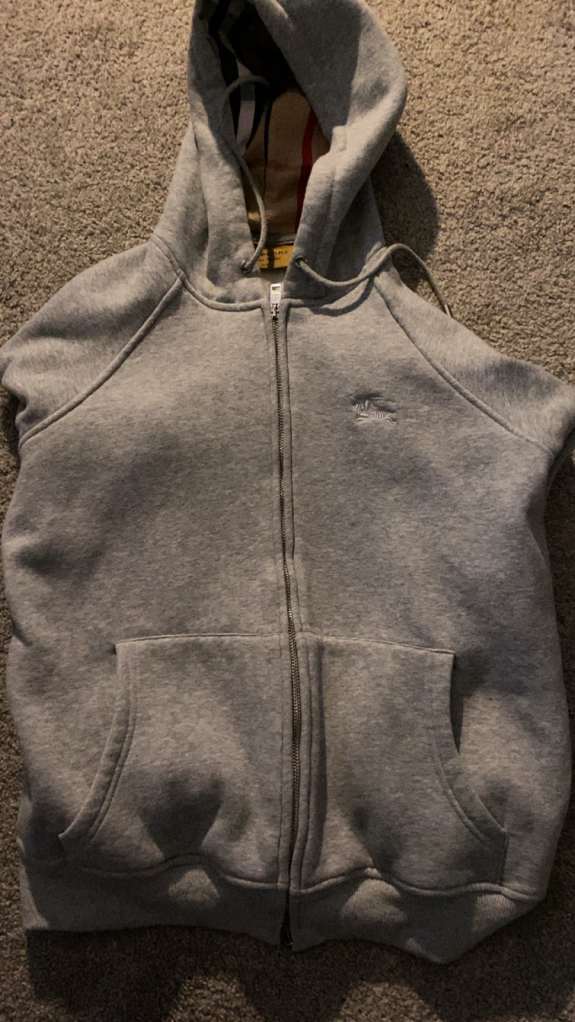 Burberry Grey Zip-Up Hoodie