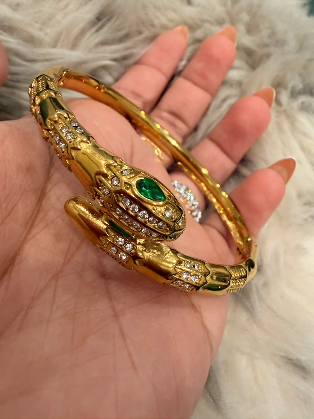 Gold-Tone Snake Bangle Bracelet - photo 2