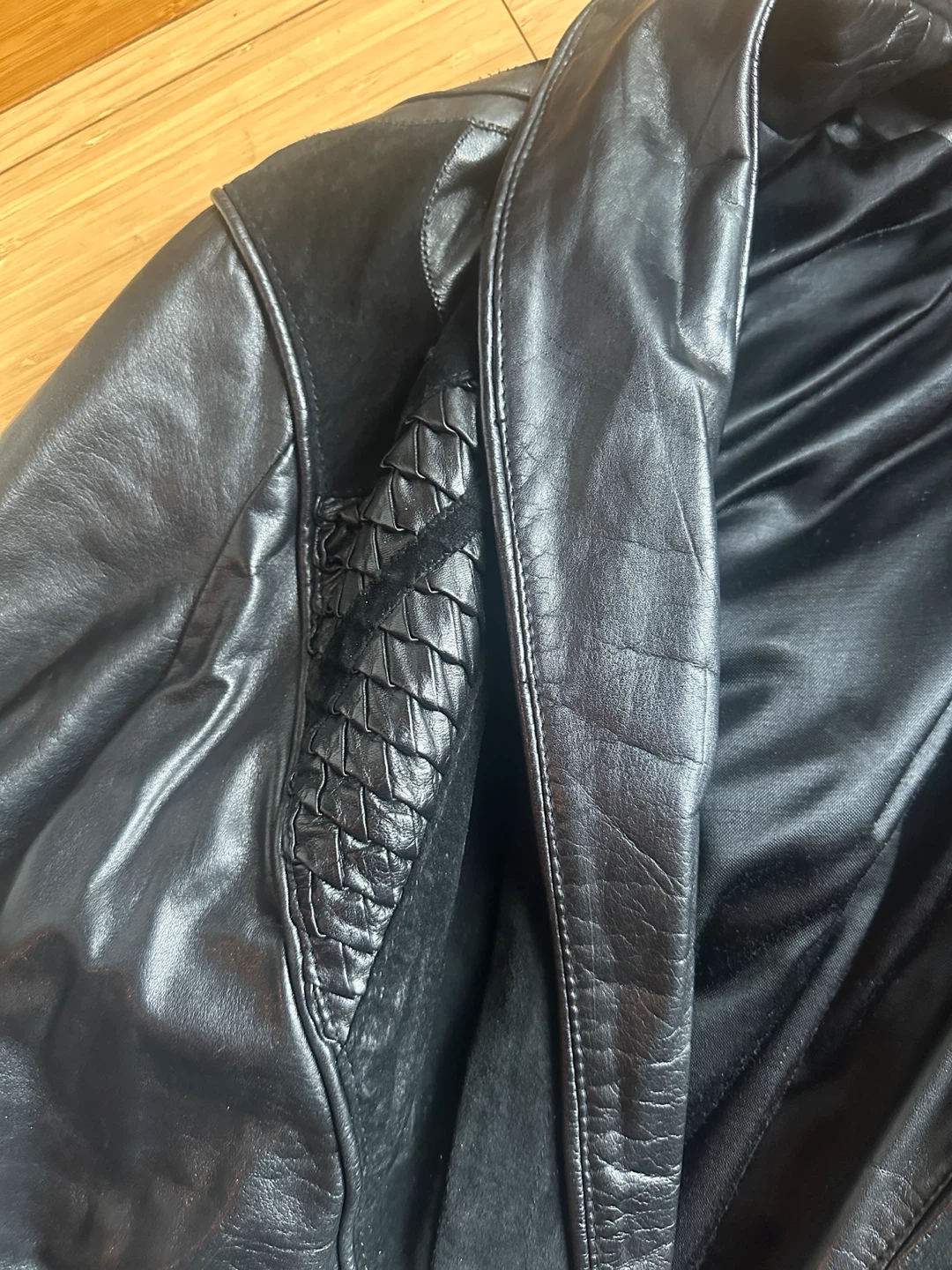 VINTAGE Y2k MATRIX STYLE LONG BLACK TRENCH COAT LEATHER JACKET - photo 2