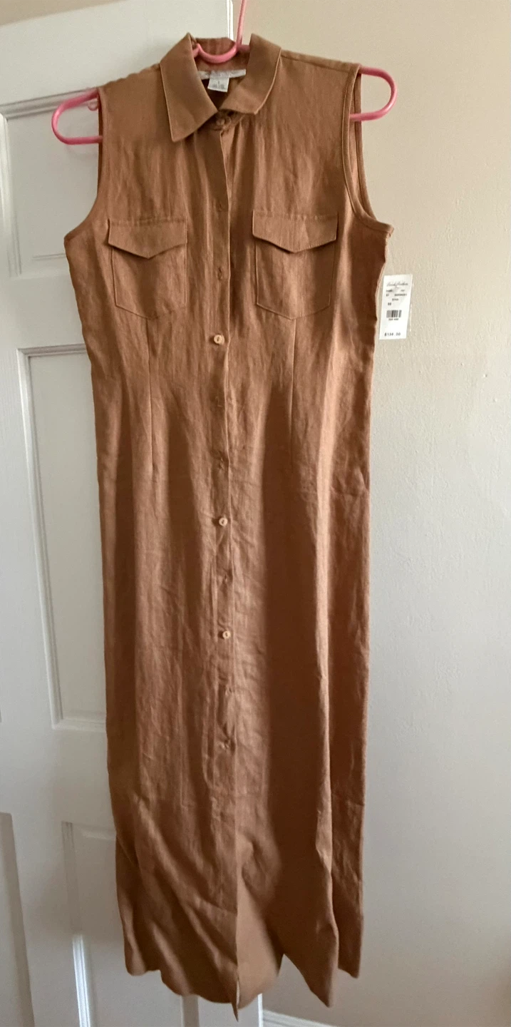 Brooks Brothers  Brand Sleeveless Linen Shirt Dress