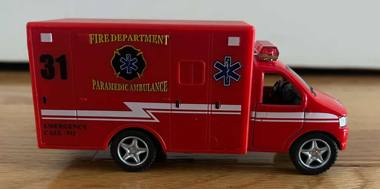 Red Fire Department Paramedic Ambulance Toy