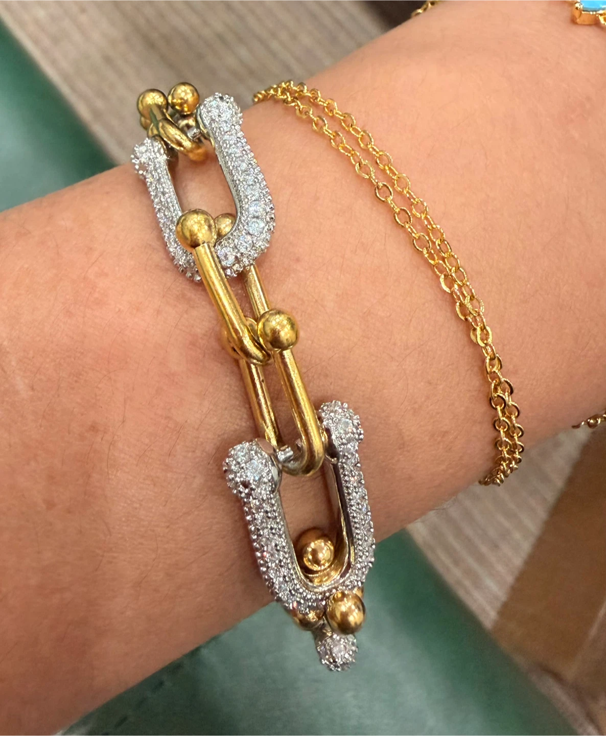 Stainless steel and Diamond U-Link Bracelet - photo 2