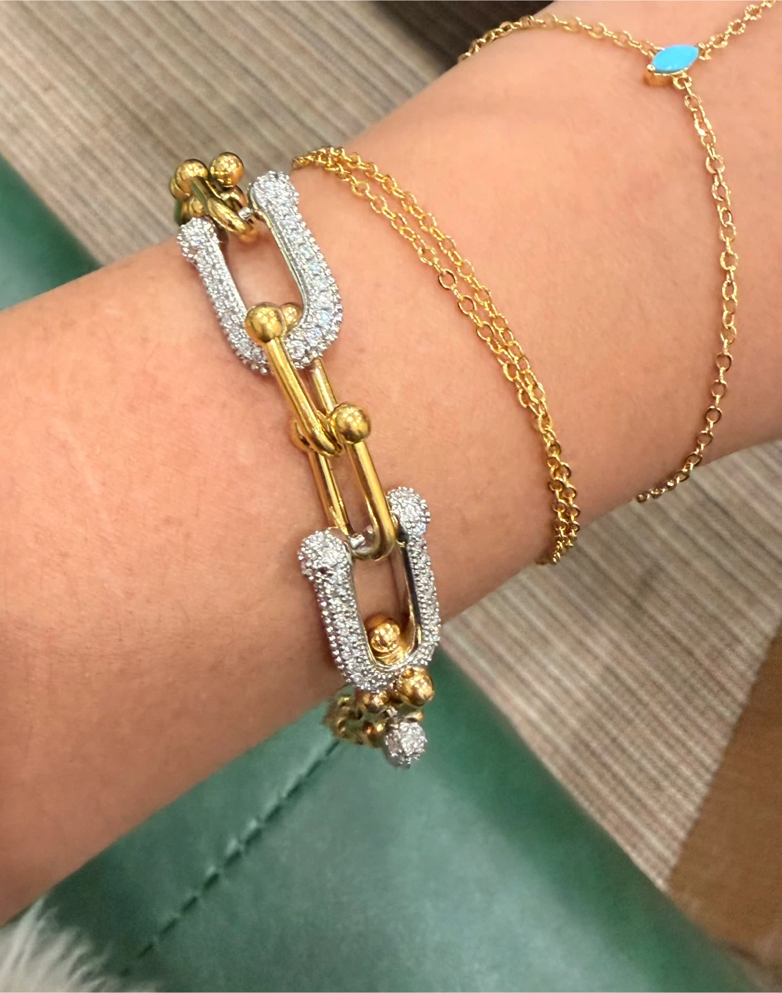 Stainless steel and Diamond U-Link Bracelet - photo 3