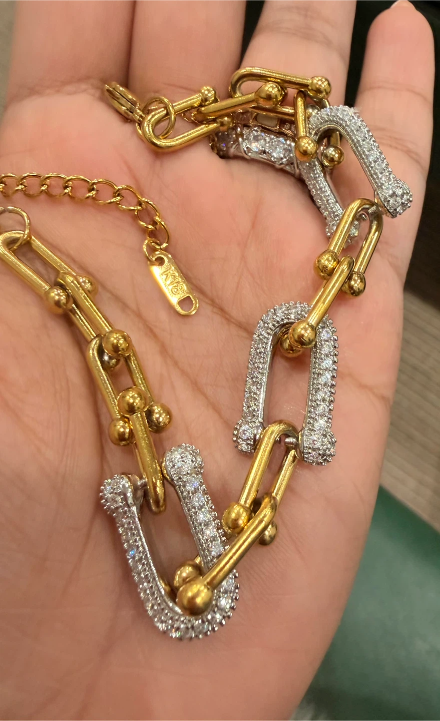 Stainless steel and Diamond U-Link Bracelet - photo 4