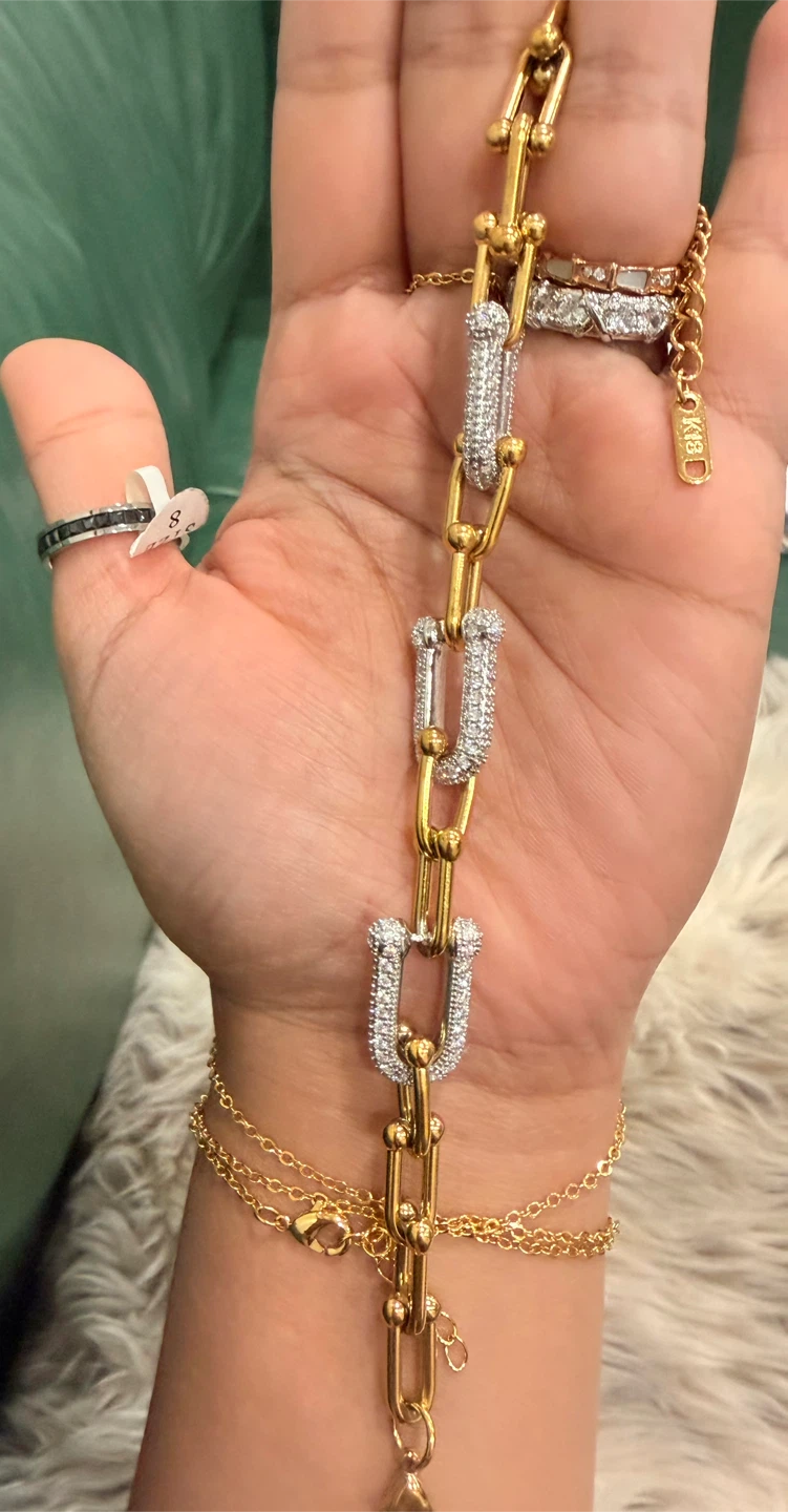 Stainless steel and Diamond U-Link Bracelet - photo 5