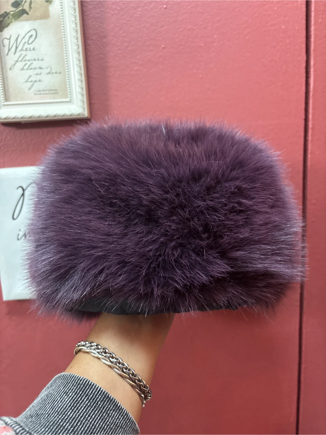 🏈 Purple Faux Fur Bucket Hat new