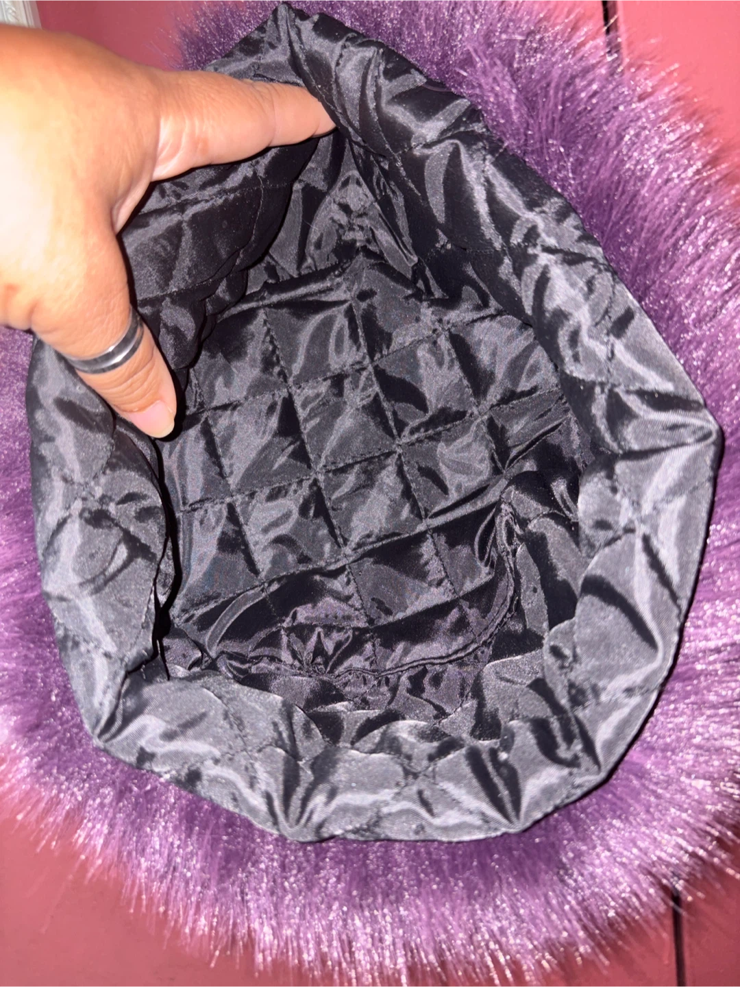 🏈 Purple Faux Fur Bucket Hat new - photo 2