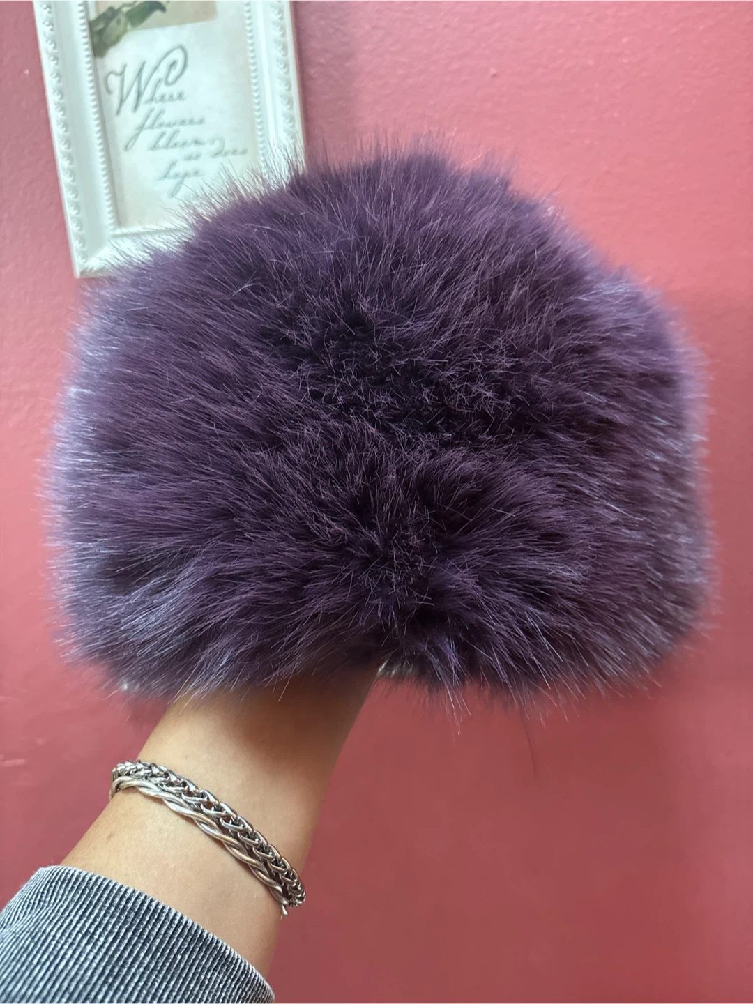 🏈 Purple Faux Fur Bucket Hat new - photo 3