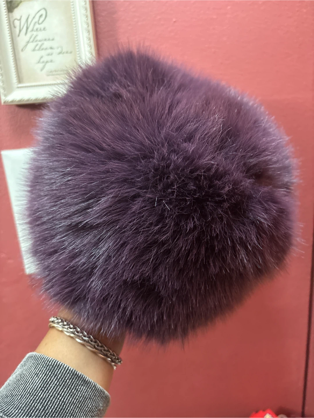 🏈 Purple Faux Fur Bucket Hat new - photo 4