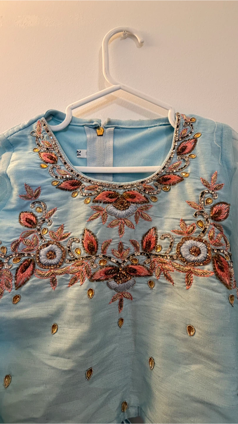 Light Blue Embellished Ethnic Blouse - photo 2