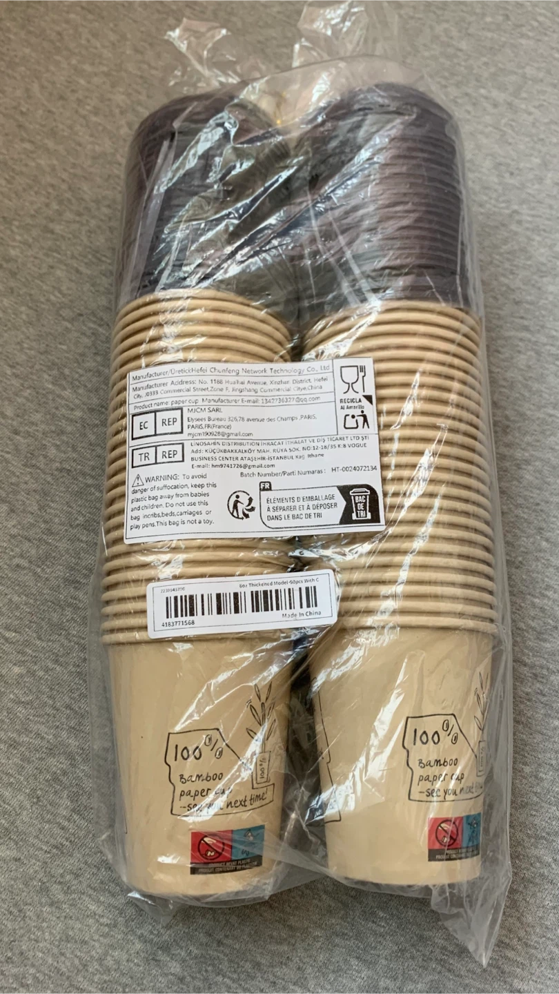 50-pack Bamboo Paper Cups with 2 Acrylic Cup Holders 🏈 - photo 2