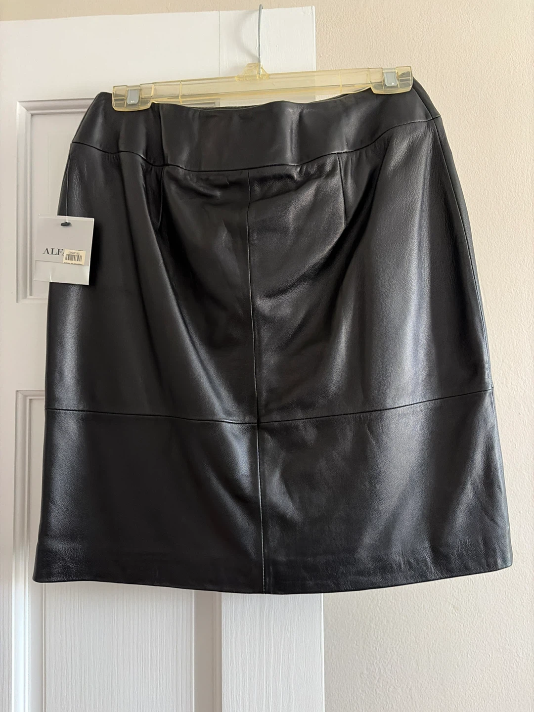 Alfani Black Leather Skirt with Embroidered Flowers