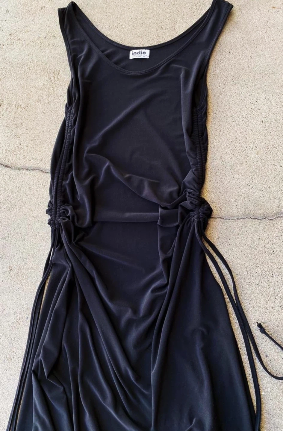 Indio Black Side-Ruched Dress