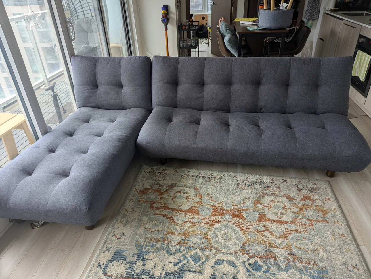 Structube Grey Convertible Sectional Sofa