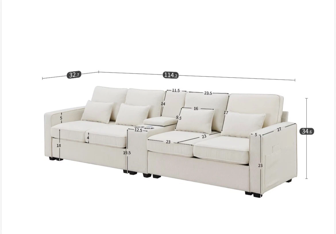 Large 4-Seater Sofa with Built-In Storage & Console - photo 2