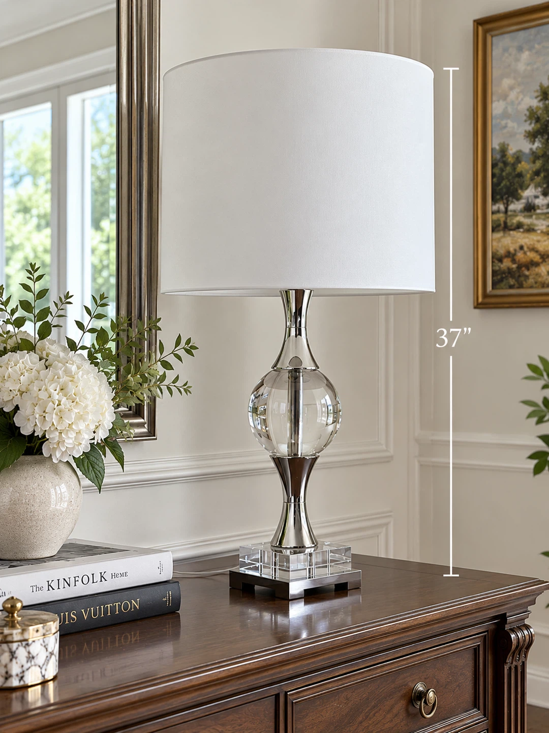 Elegant Crystal and Chrome Table Lamp - photo 2