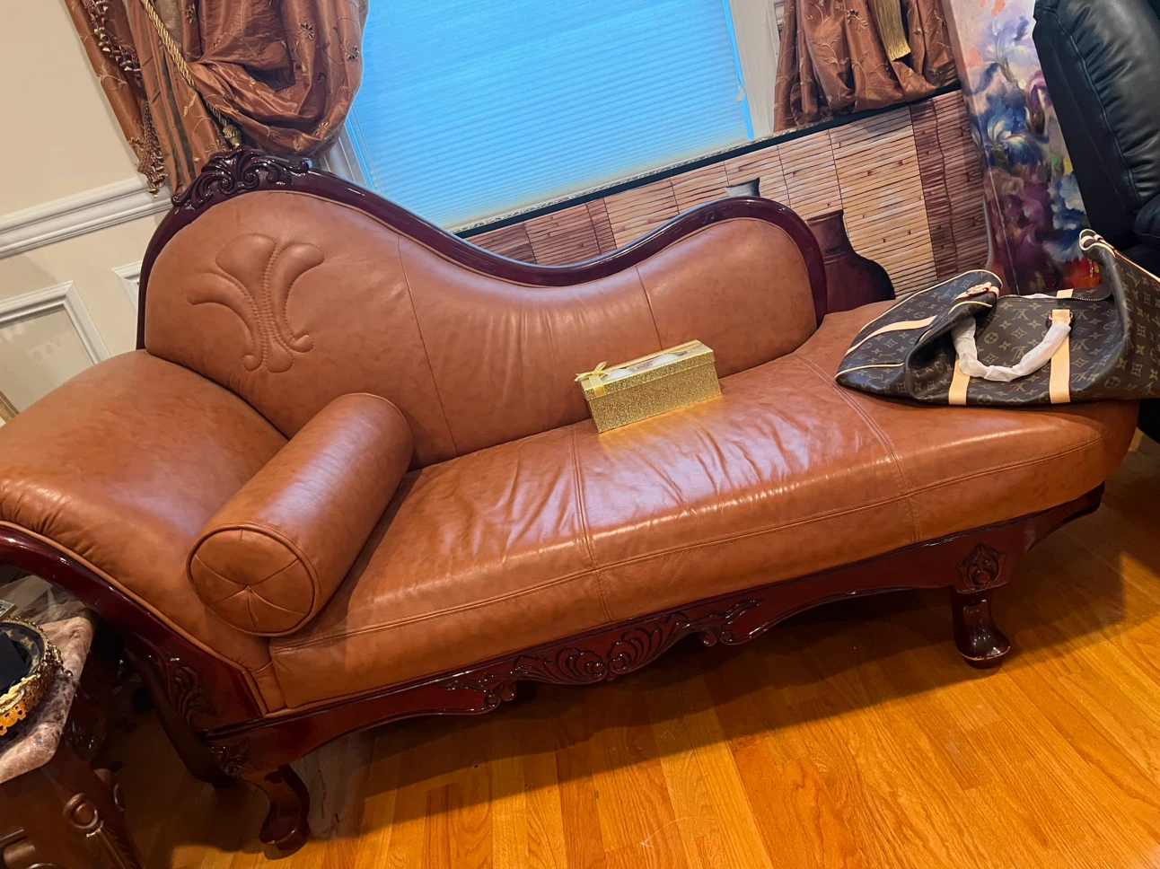 Classic Brown Leather Chaise Lounge - photo 4