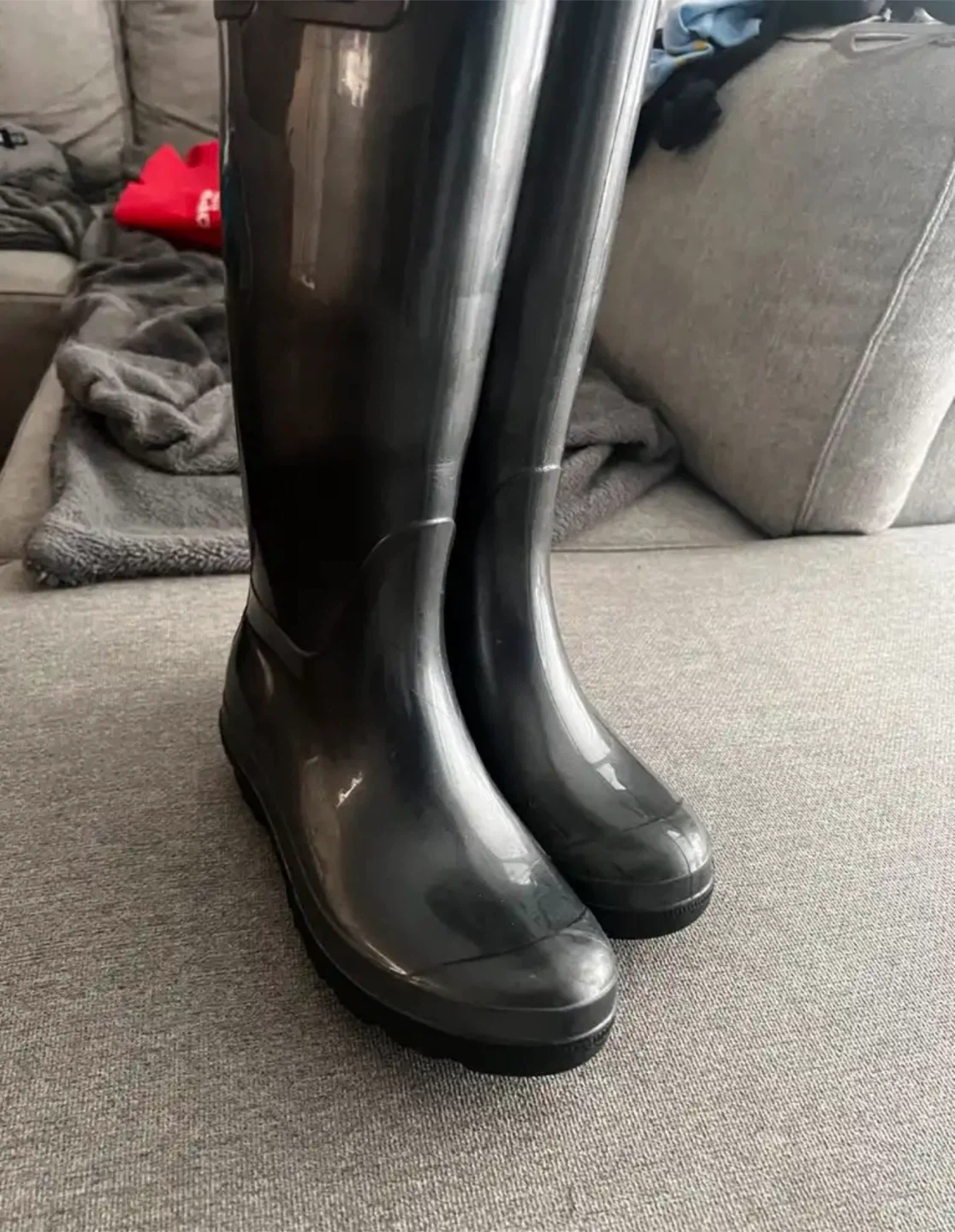 Rain Boots – Grey/Black – Italy Size 9 Made in Italy