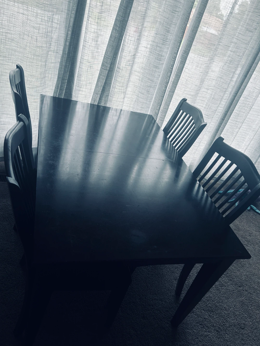 Dark Wood Dining Table with Six Chairs