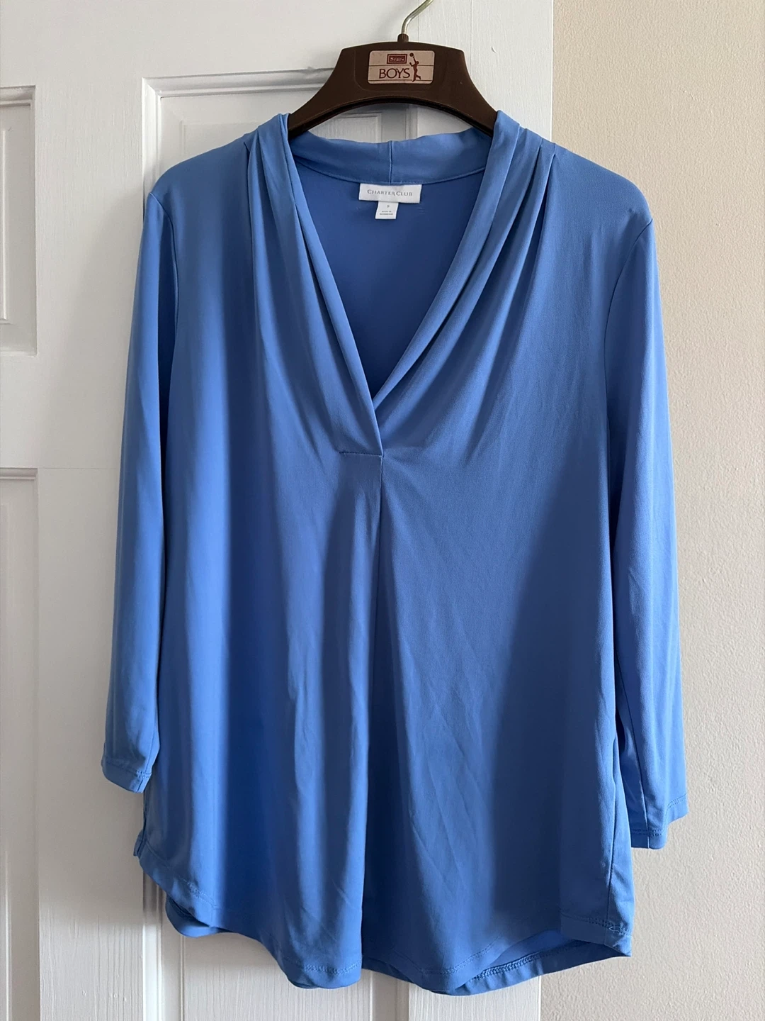 Charter Club Blue V-Neck Long Sleeve Top