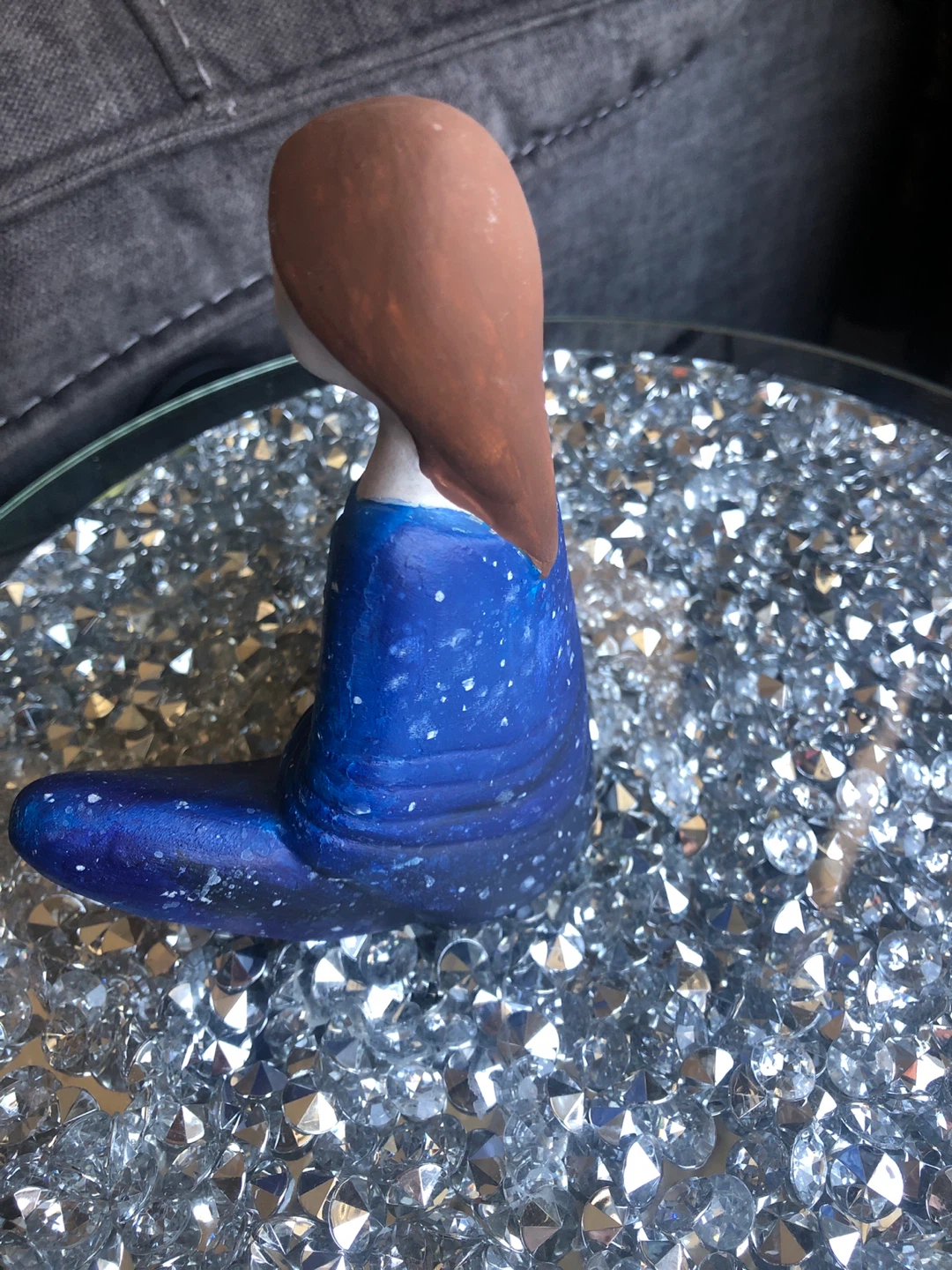 Meditating Woman Figurine Blue Galaxy Robe Ceramic Statue 🏈 - photo 3