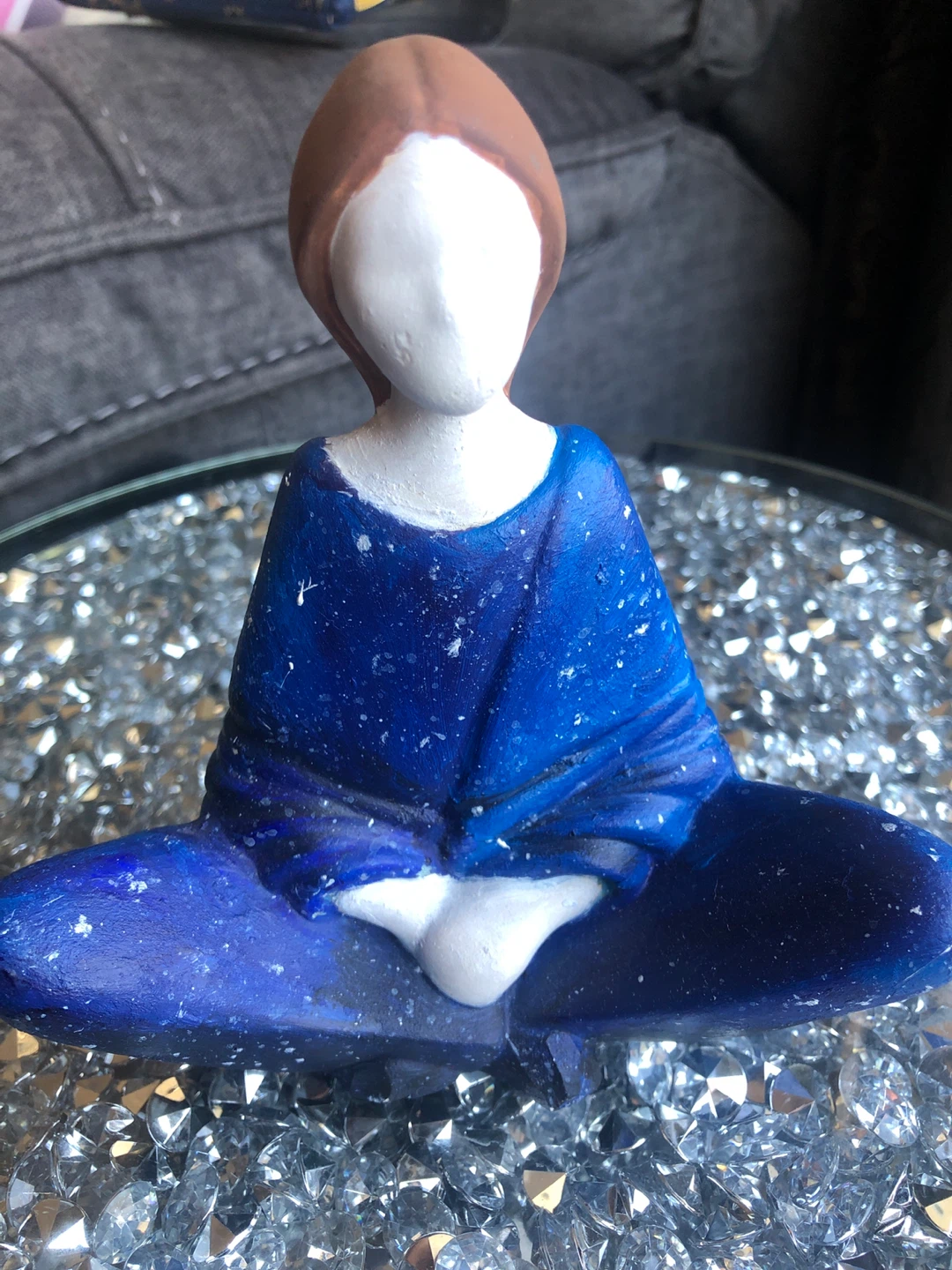 Meditating Woman Figurine Blue Galaxy Robe Ceramic Statue 🏈 - photo 4