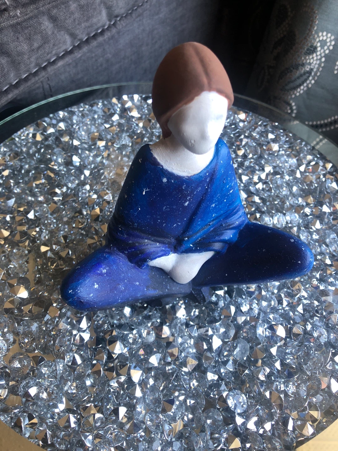 Meditating Woman Figurine Blue Galaxy Robe Ceramic Statue 🏈