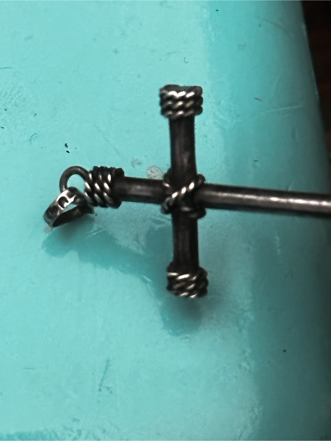Mid Century Taxco Sterling Cross Pendant - photo 3