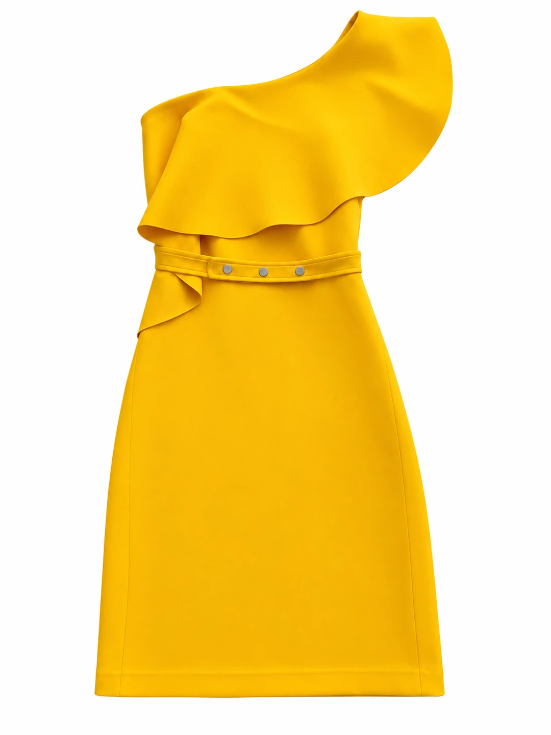 GUESS Yellow One-Shoulder Dress - size M