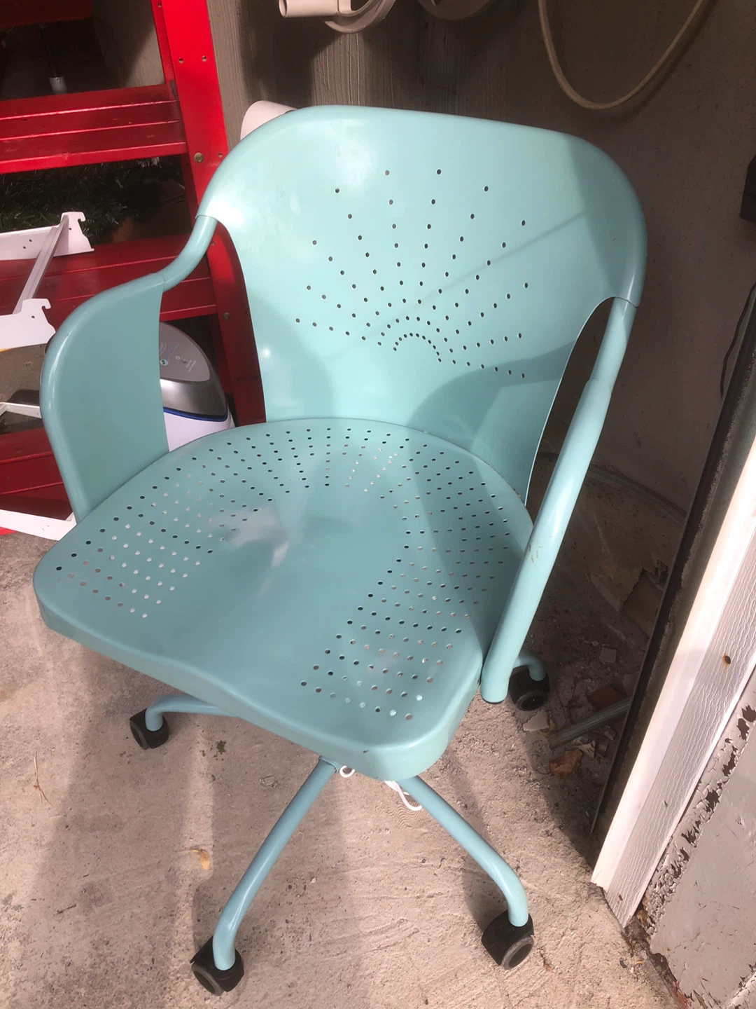 Light blue metal office chair