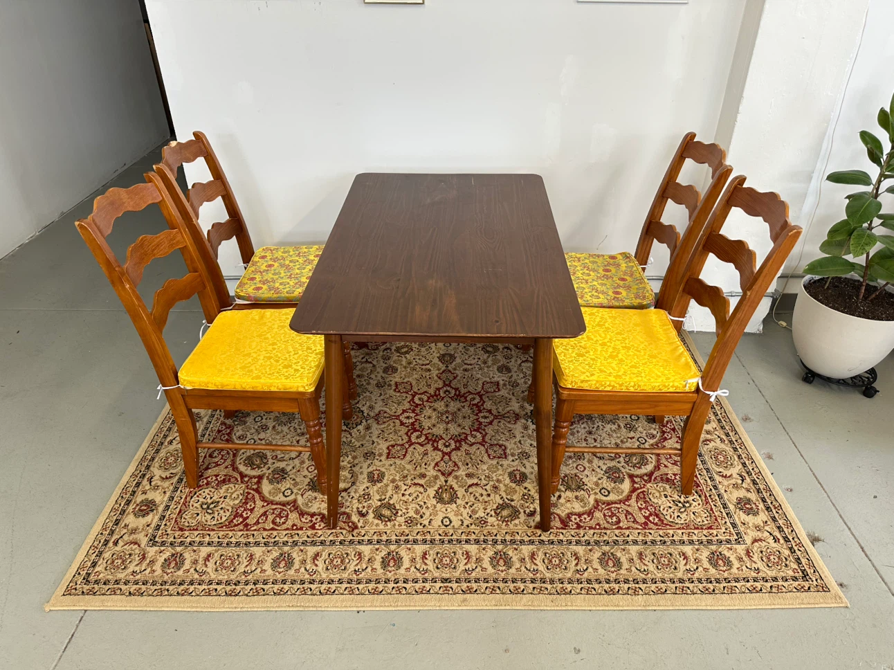 Wooden Dining Table with Four Chairs