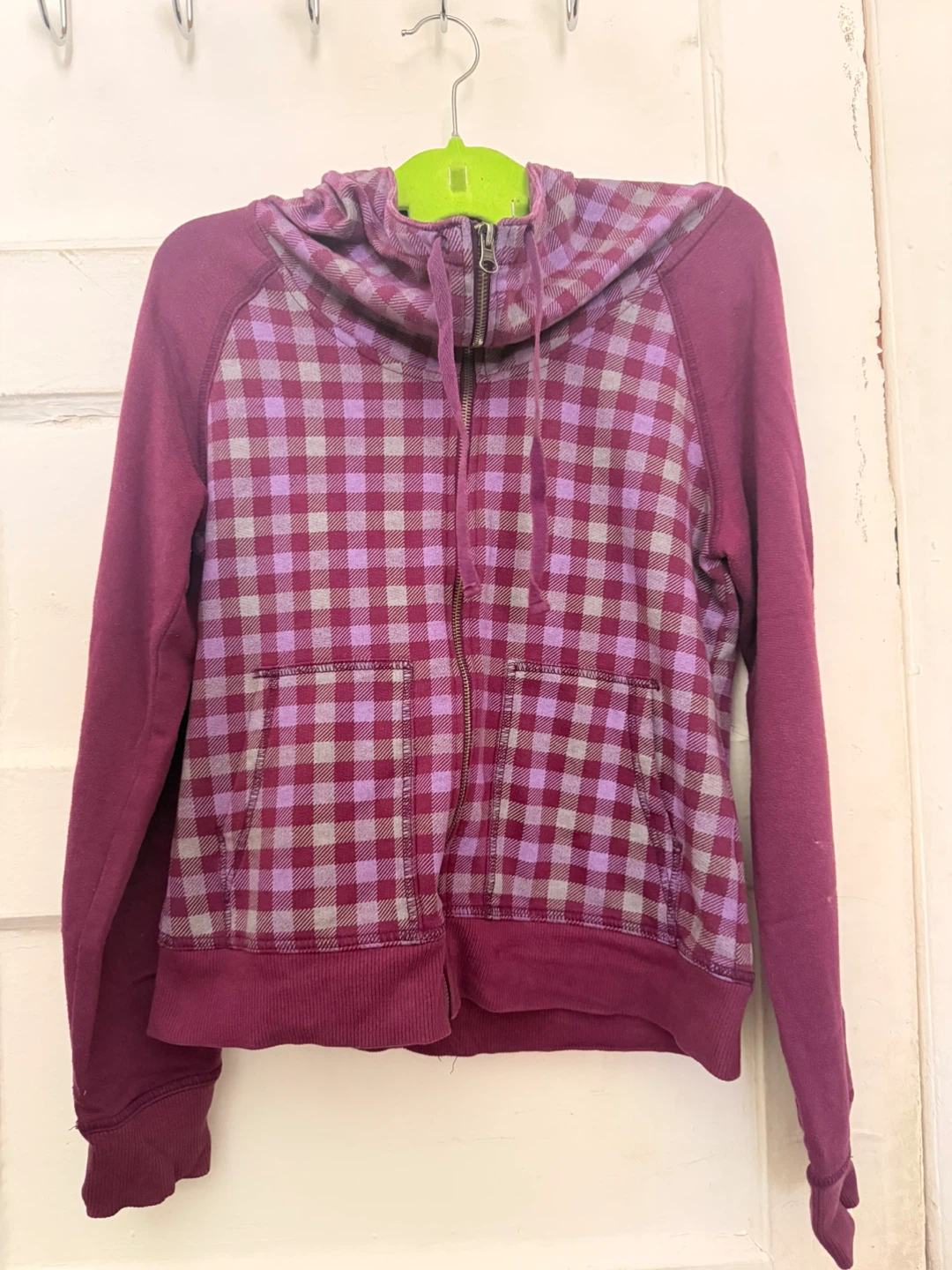 Purple Plaid Zip-Up Hoodie