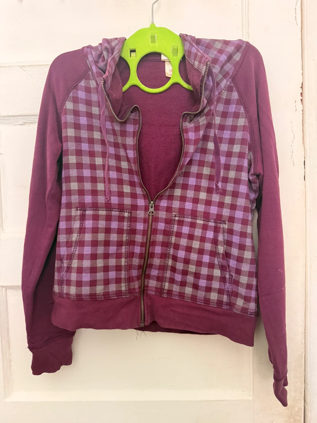 Purple Plaid Zip-Up Hoodie - photo 3