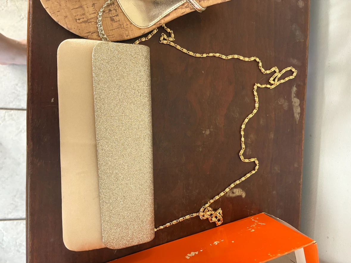 Classified Gold Sandals and Clutch Set - photo 2