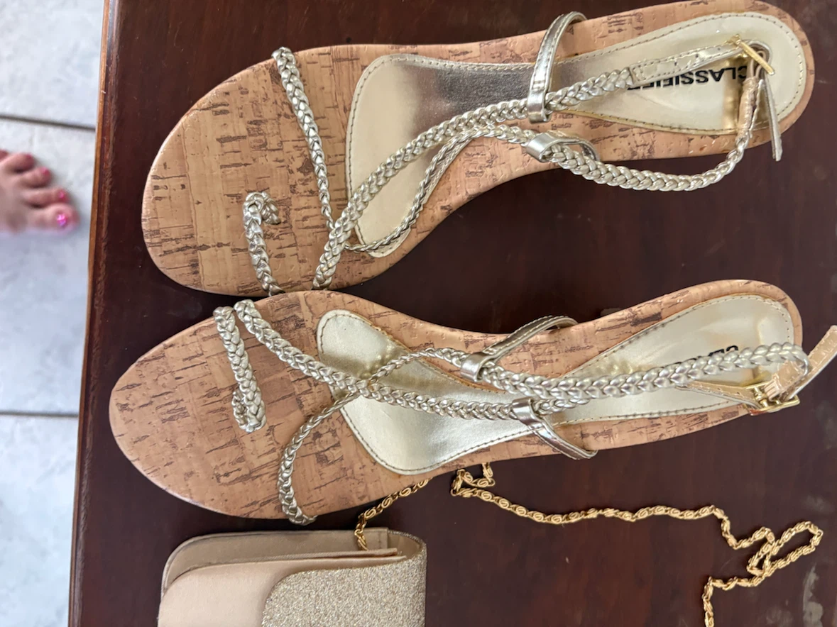 Classified Gold Sandals and Clutch Set - photo 3