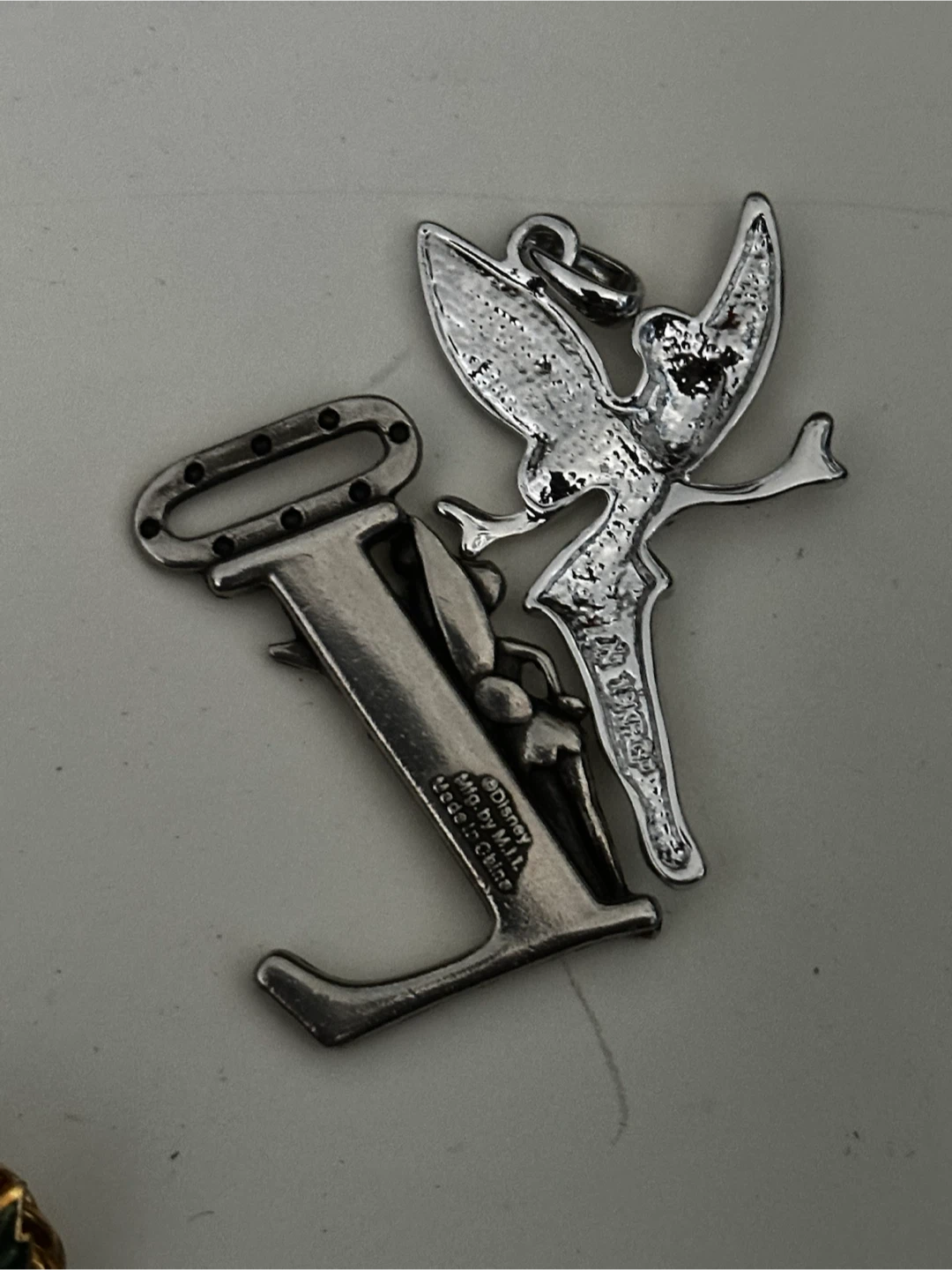 Vintage Disney Tinker Bell Pendant & Initial L Pin - photo 4