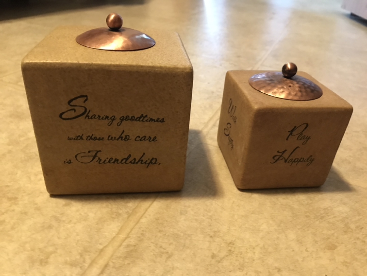 Set of Two Decorative Stone Candle Holders