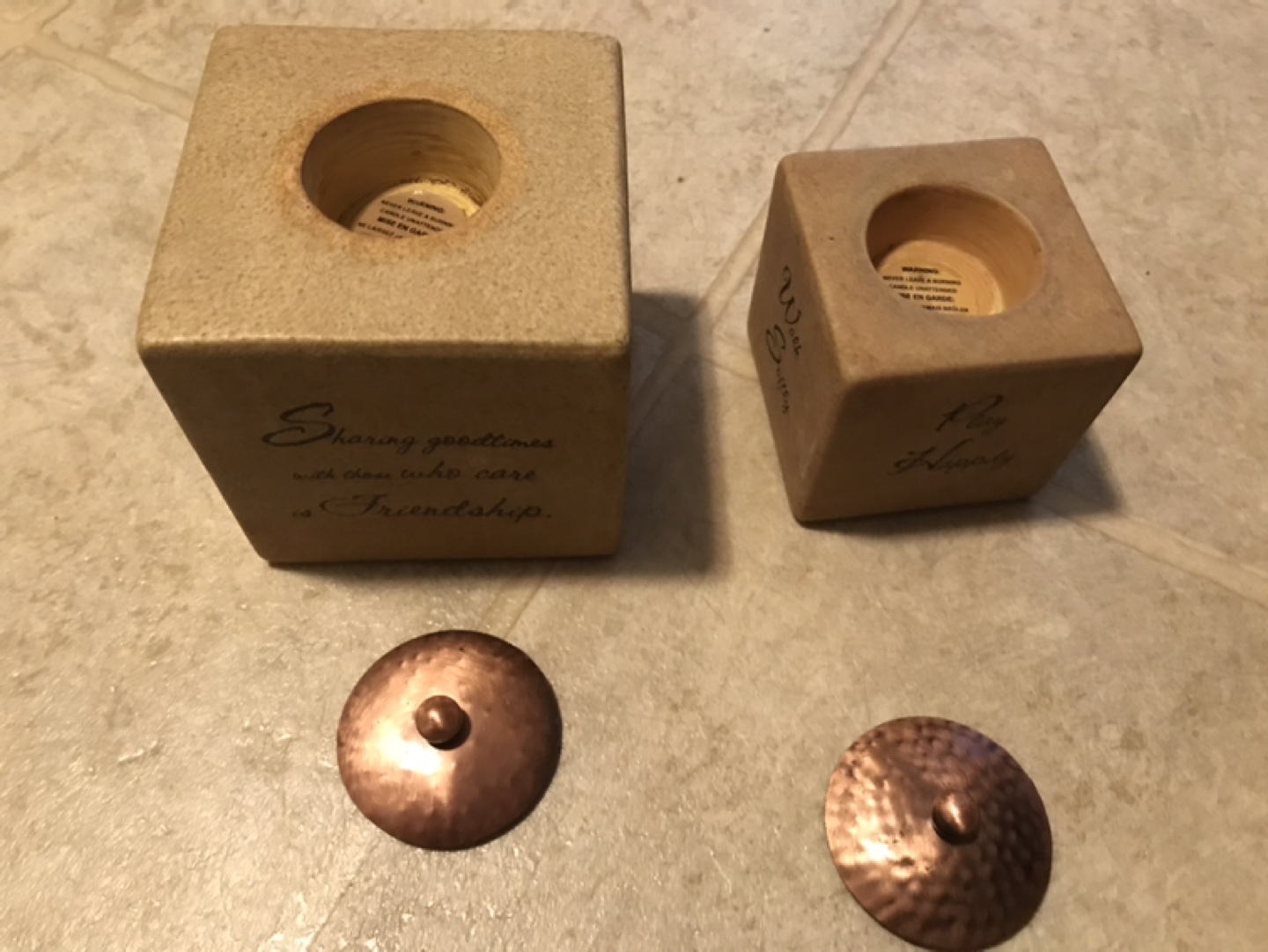 Set of Two Decorative Stone Candle Holders - photo 2
