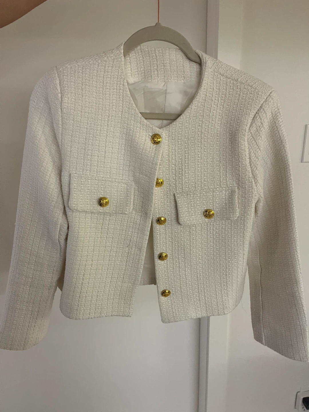 Cream Tweed Cropped Jacket