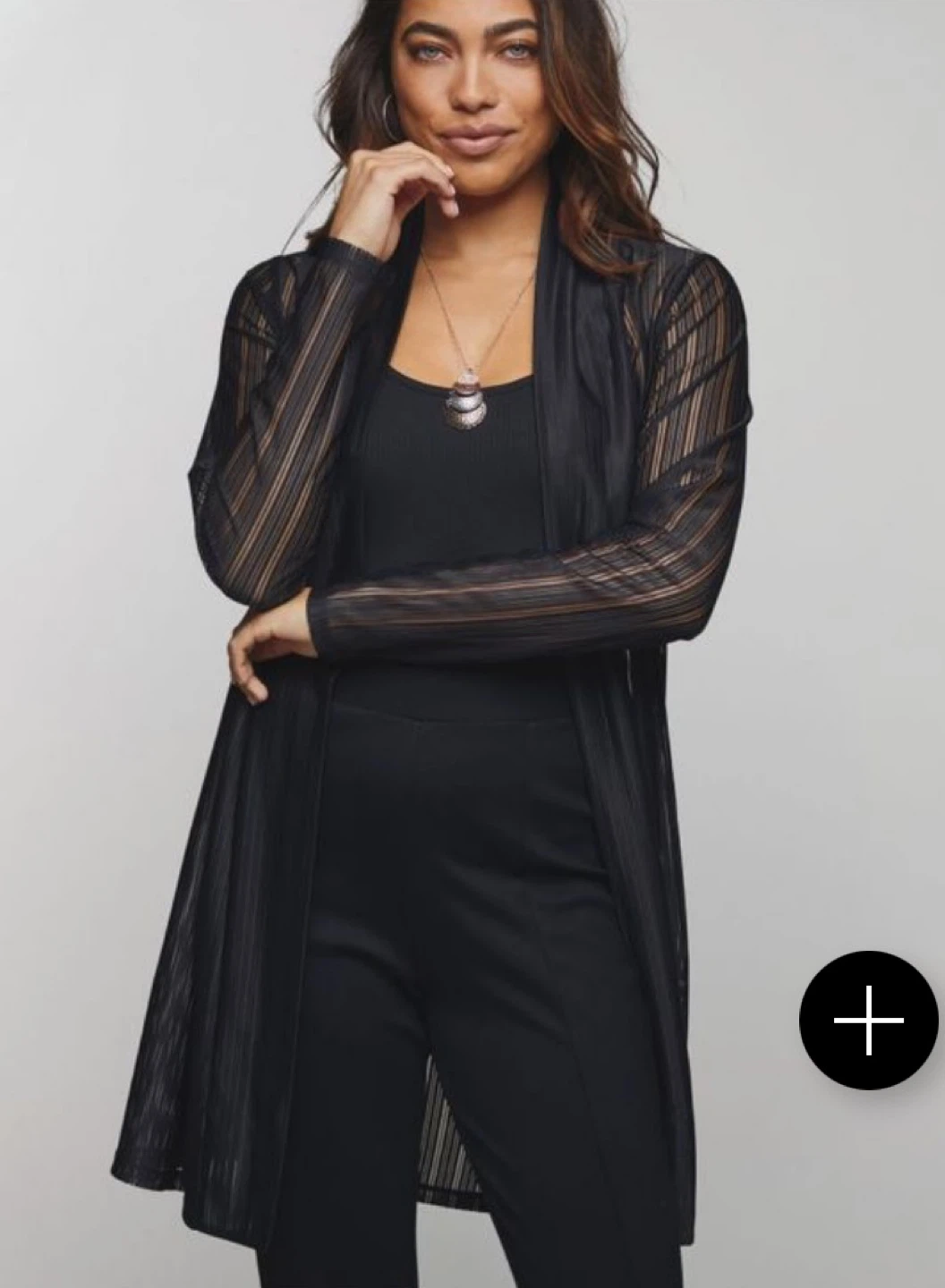 New Black Sheer Striped Cardigan